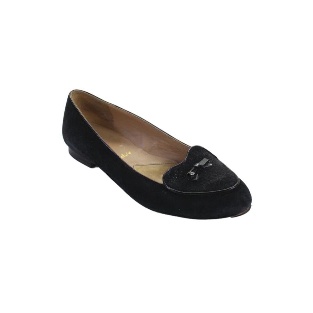 Trotters Women Leather Suede Bow Tie Heart Flats Black Size 9